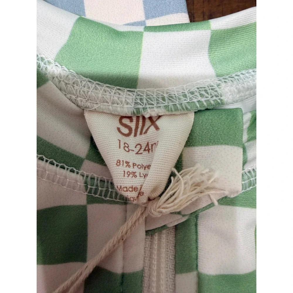 SIIX Collection Kids Checkered Swimsuit Lot 18-24M Blue Green UPF 50+ Rash Guard